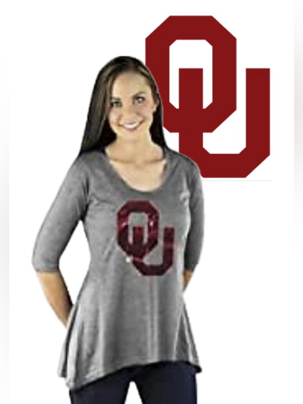 NWT [gameday couture] Oklahoma Sooners NCAA Scoop Tunic High/Low Top Women's XL - Picture 2 of 10